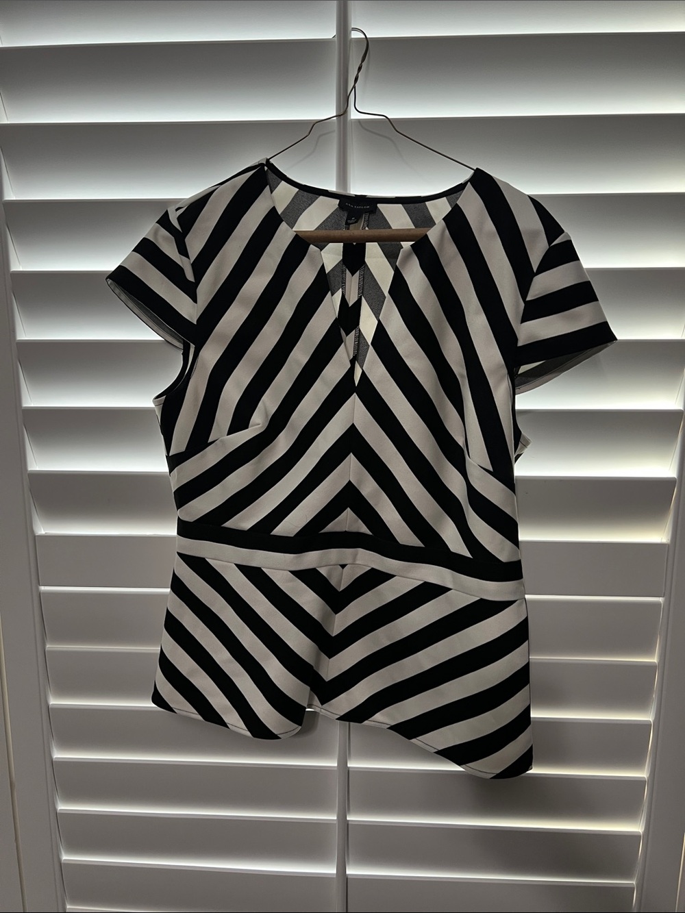 Ann Taylor Black and White Striped Shirt